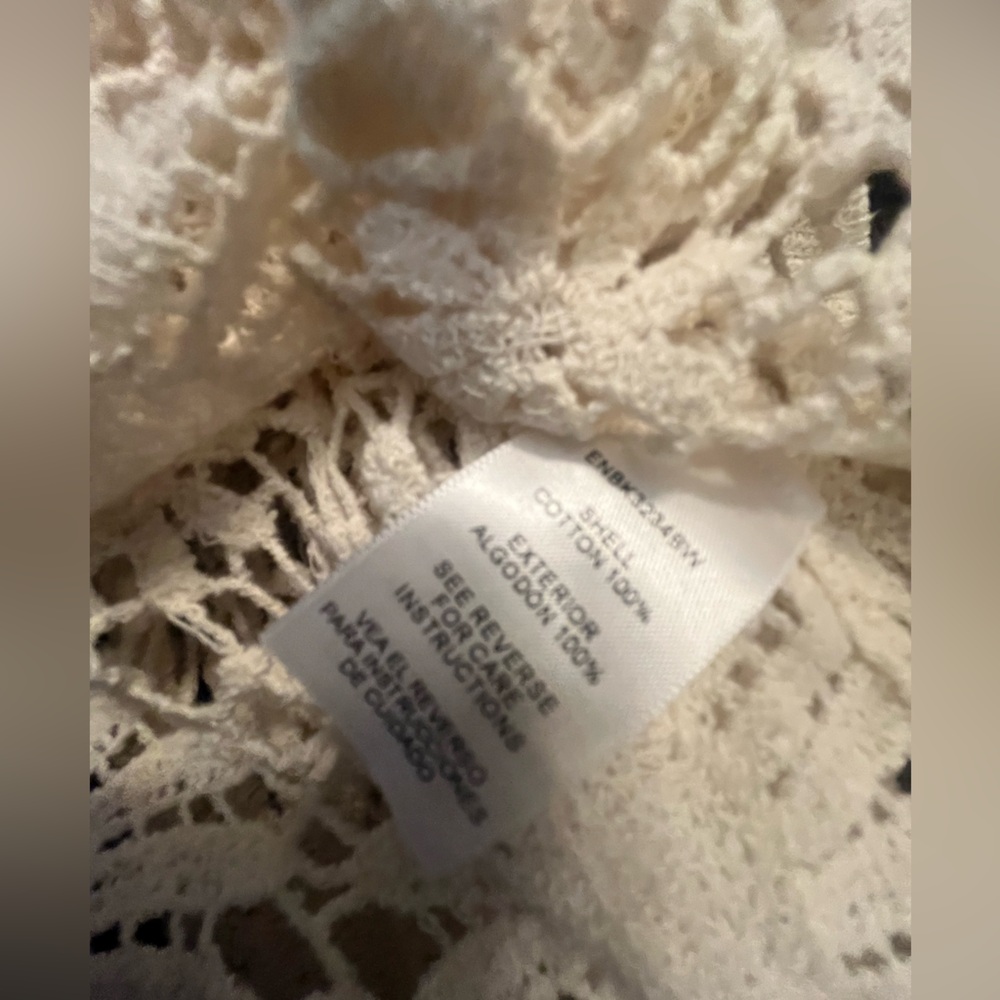 En Creme 100% Cotton Crochet V-Neck Button Front Cardigan - cream Size S/M - Picture 9 of 9